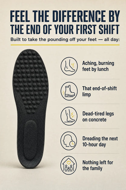 Vealden Work Boot Insoles — Heavy-Duty Arch Support & Shock Absorption
